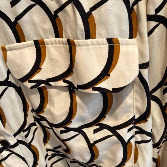 Zara Cream and Brown Patterned Shirt XL - Picture 3 of 6